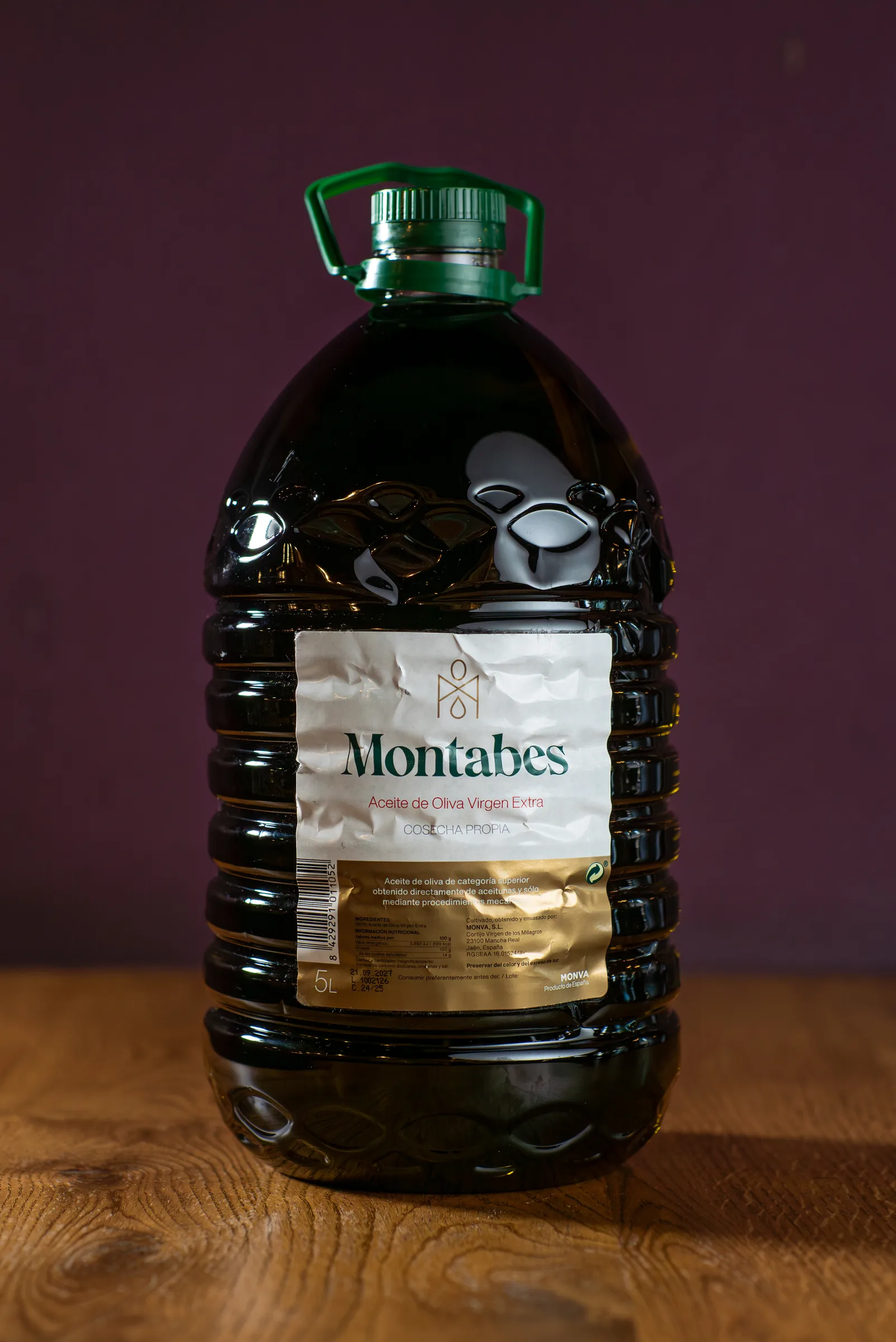 Five-litre jug of Montabes extra virgin olive oil by Monva.